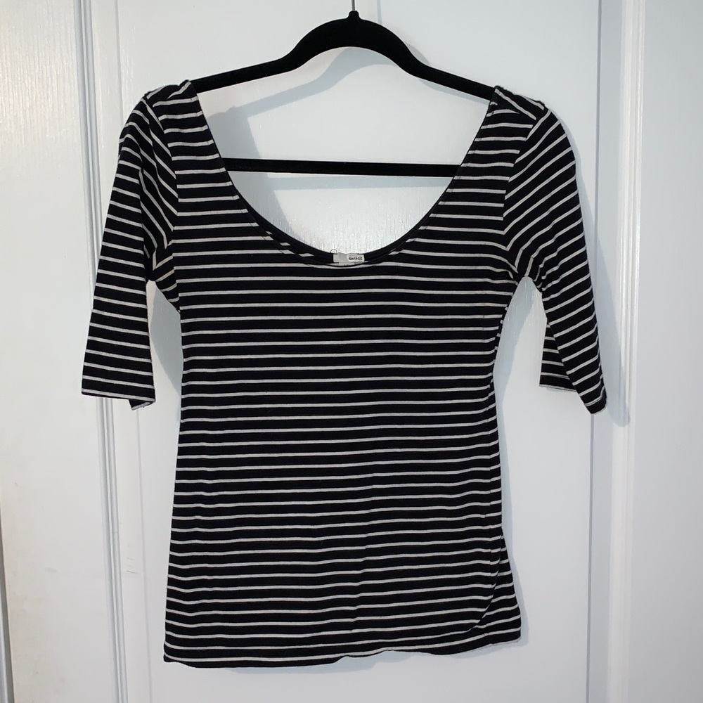 Striped scoop neck top